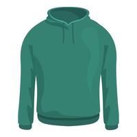 Green hoodie sweatshirt with drawstring hood isolated on white background vector
