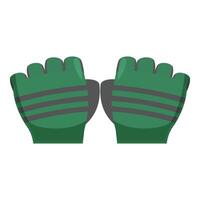 Pair of green fitness gloves with open fingers for weight lifting vector