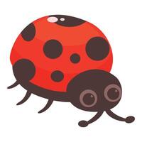 Cute ladybug crawling with big eyes and red shell vector