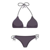 Dark gray bikini with triangle top and string bottoms isolated on white background vector