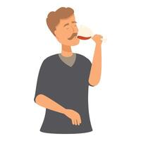 Sommelier with closed eyes enjoying wine bouquet and taste vector