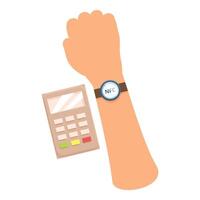 Customer paying using nfc technology on smart watch vector