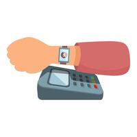 Customer paying using smartwatch for nfc payment vector