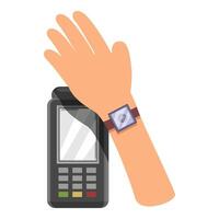 Customer paying using contactless nfc technology on smart watch vector