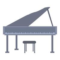 Grand piano standing with open lid and stool for playing classical music vector