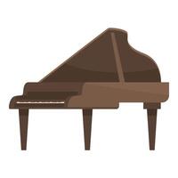 Brown grand piano standing with open top lid vector