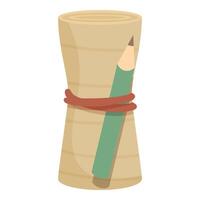 Green wooden pencil attached to rolled up paper or diploma using red string vector