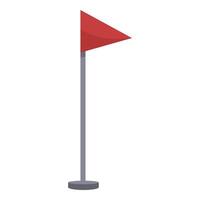 Red triangular flag waving on metal pole vector
