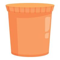 Large orange plastic container with lid featuring a blank label, isolated on white background vector