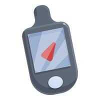 Gps navigator device showing direction with red arrow vector