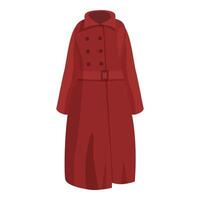 Red trench coat with belt for cold weather vector