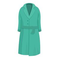 Green bathrobe tied with belt is folded on white background vector