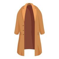 Long brown coat hanging open showing inside lining vector