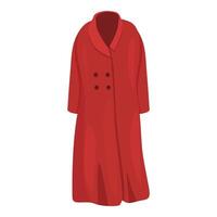 Long red coat hanging on white background representing fashion vector
