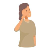 Young woman holding hand near ear listening carefully vector