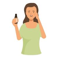 Young woman applying essential oil on her face vector