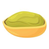 Ripe pistachio with open shell showing green kernel vector