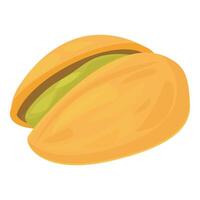 Half peeled pistachio showing nut inside shell vector