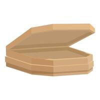 Empty wooden coffin standing open with lid raised vector