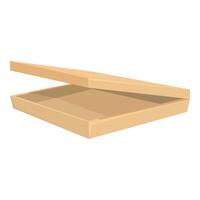 Empty cardboard pizza box open lying on side vector