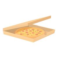 Half open pizza box revealing a tempting pizza, ready to be enjoyed vector