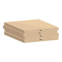 Stack of cardboard pizza boxes on white background vector