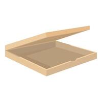 Empty cardboard pizza box open lying on white background vector