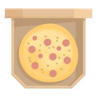 Delicious pizza lying in cardboard box waiting for delivery vector