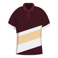 Maroon polo shirt featuring white and beige stripes design vector