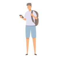 Young tourist using smartphone navigation app vector