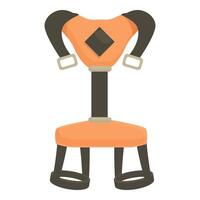 Climbing harness keeping climber safe while climbing rock vector