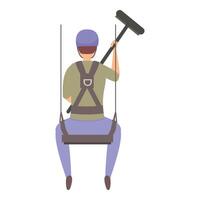 Industrial climber working at height on a suspended platform vector