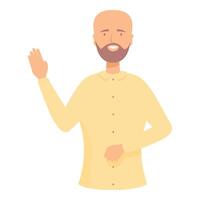 Smiling man raising his hand in greeting gesture vector