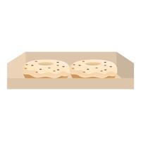 Two glazed donuts with sprinkles resting in cardboard box vector