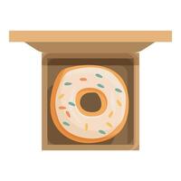 Delicious donut resting in open cardboard box vector