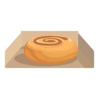 Freshly baked cinnamon roll resting in cardboard box vector
