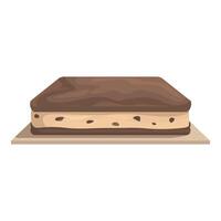 Chocolate ice cream sandwich resting on cardboard square vector