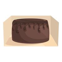 Chocolate cake with dripping icing sitting in a box vector