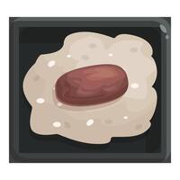 Single date fruit resting on top of dough in baking sheet vector