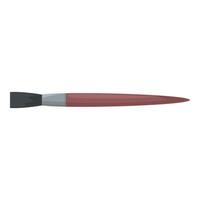 Wide flat paintbrush with brown handle lying horizontally vector