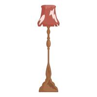 Tall wooden floor lamp standing with red lampshade vector