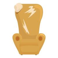 Old torn armchair showing wear and tear from use vector