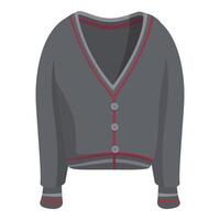 Gray button up cardigan sweater with red trim for cold weather vector