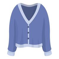 Blue cardigan with buttons and v neck for cold weather vector