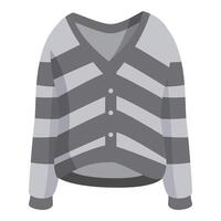Grey and white striped sweater with buttons illustration vector