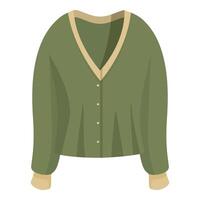 Green cardigan with buttons and v neck for cold weather vector