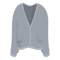 Grey cardigan with zipper and pockets for cold weather vector
