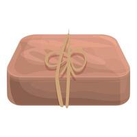 Handmade soap bar tied with natural twine lying horizontally vector