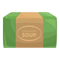 Green package of handmade soup with kraft label vector