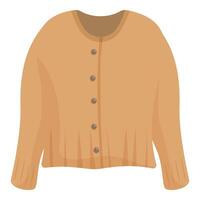 Warm beige cardigan with buttons for cold weather vector
